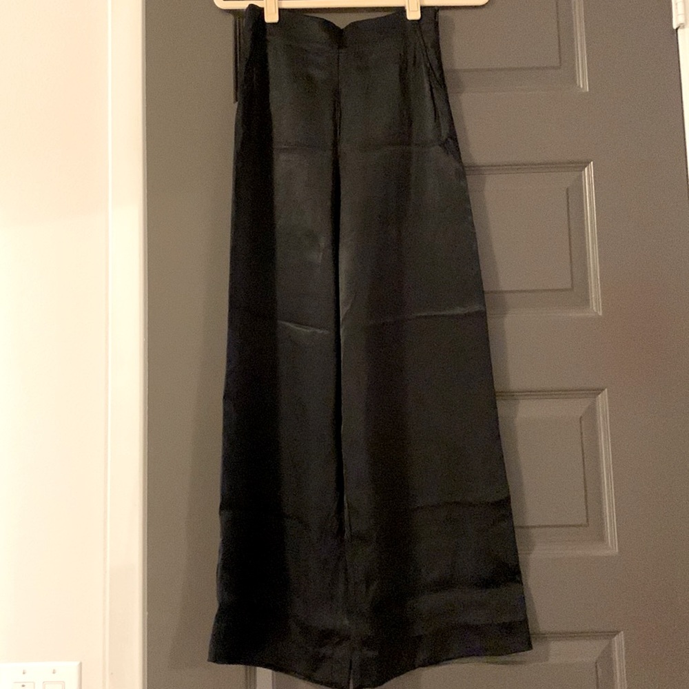 Zara Black High Waisted Silk Wide Legged Pants S